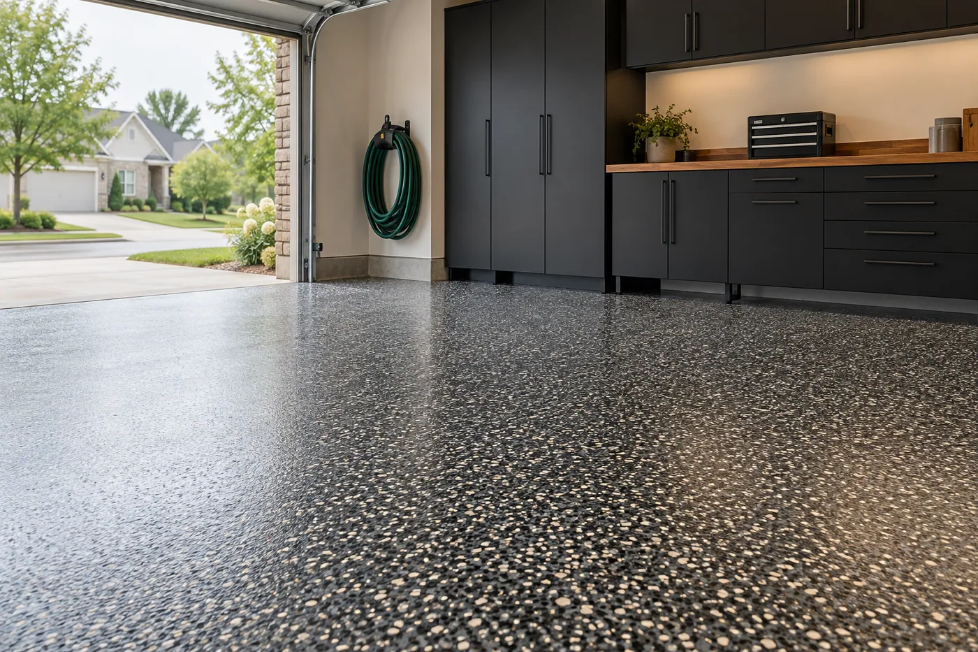 Charcoal flake floor finish inspiration